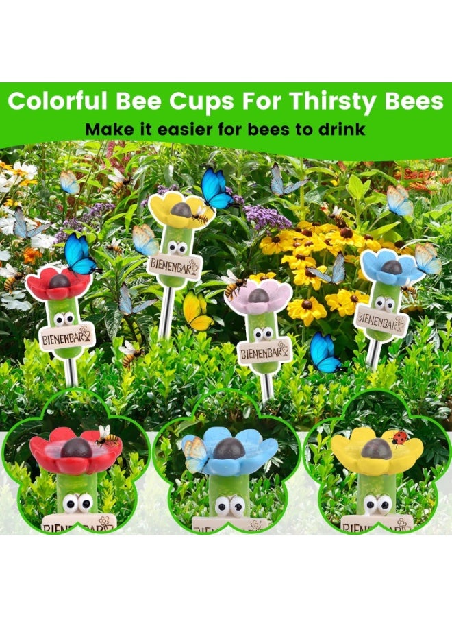 SYOSI Bee Watering Station Set, Durable Outdoor Bee Hydration Kit, Flower-Shaped Drinking Cups with Floating Sticks, Garden Water Feeders for Bees, Butterflies & Beneficial Insects (4-Piece) - Image 5